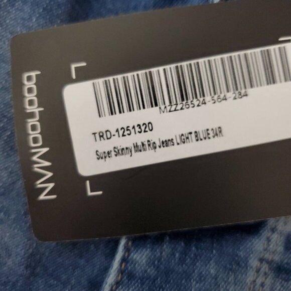 Man Boohoo Super Skinny Distressed Light Blue Jeans - Picture 6 of 13